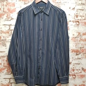Claiborne Dark Blue Striped Long sleeve size L